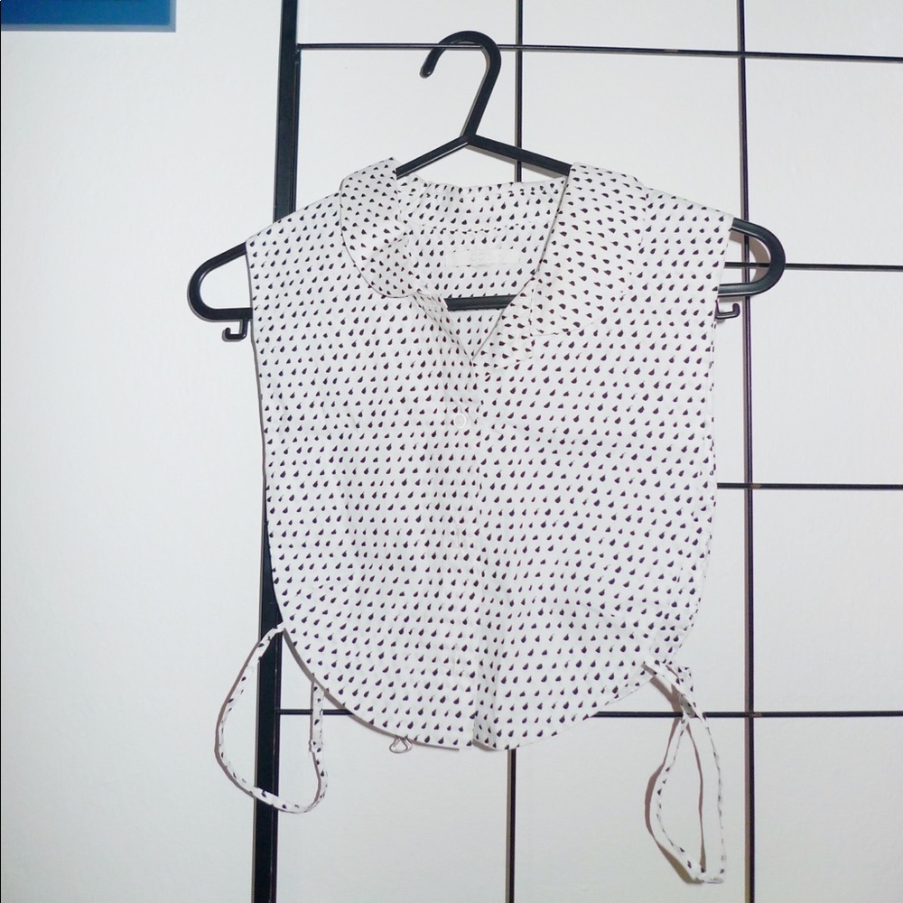 Cos collar white top with cute pattern